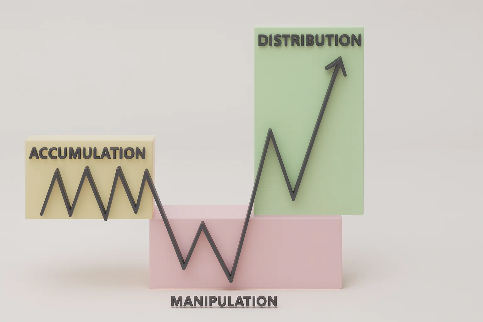 LuxAlgo bullish AMD schematic showing a consolidation range, downside false move and upward distribution