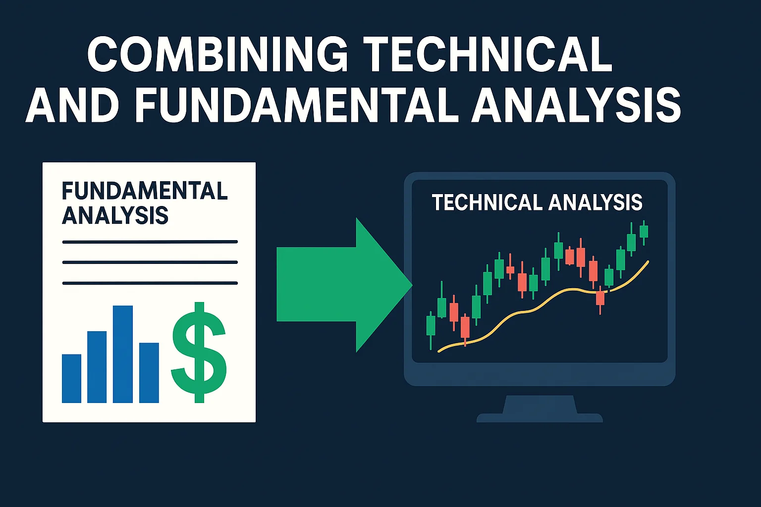 Illustration connecting company fundamental analysis with technical chart analysis