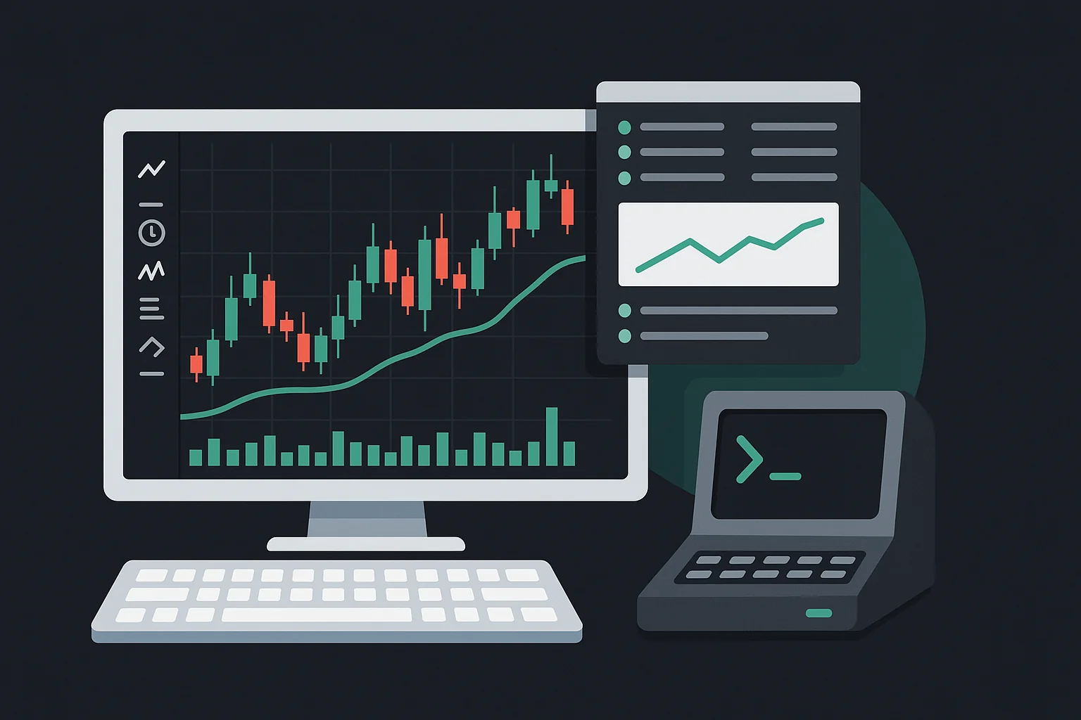 Illustration of institutional trading software and hardware infrastructure